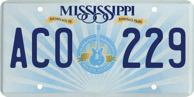 MS license plate ACO229