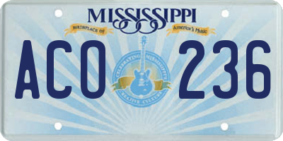 MS license plate ACO236
