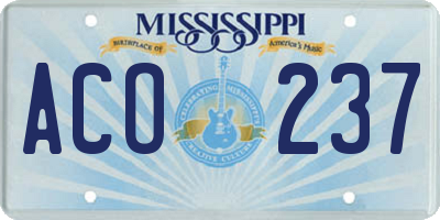 MS license plate ACO237