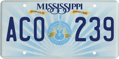 MS license plate ACO239