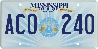 MS license plate ACO240