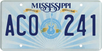 MS license plate ACO241