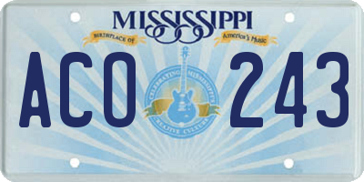 MS license plate ACO243