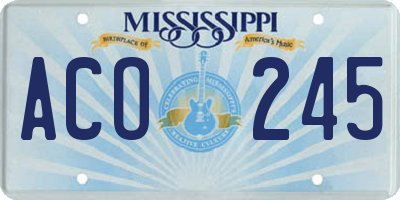 MS license plate ACO245