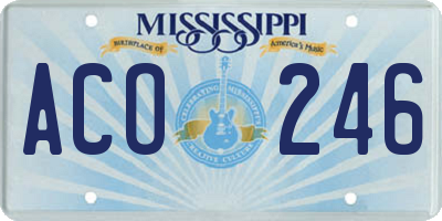 MS license plate ACO246