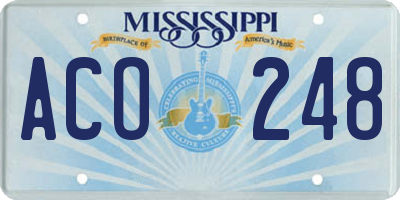 MS license plate ACO248