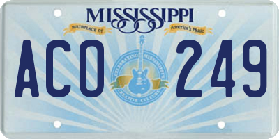 MS license plate ACO249