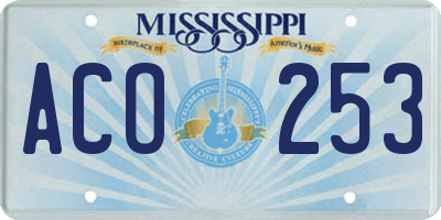 MS license plate ACO253