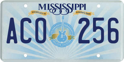 MS license plate ACO256