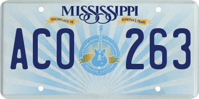 MS license plate ACO263