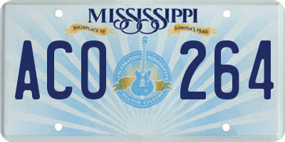 MS license plate ACO264