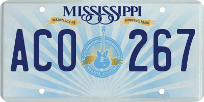 MS license plate ACO267