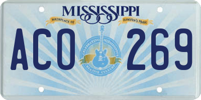 MS license plate ACO269