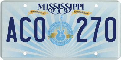 MS license plate ACO270