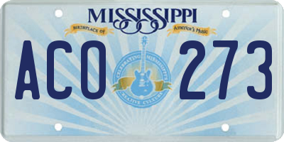 MS license plate ACO273
