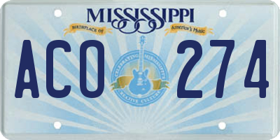 MS license plate ACO274