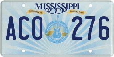 MS license plate ACO276