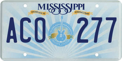 MS license plate ACO277