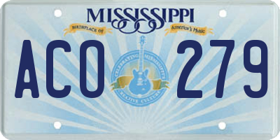 MS license plate ACO279