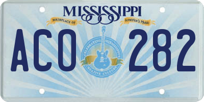MS license plate ACO282