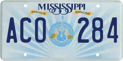 MS license plate ACO284