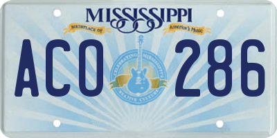 MS license plate ACO286