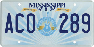 MS license plate ACO289