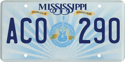 MS license plate ACO290