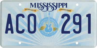 MS license plate ACO291