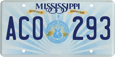 MS license plate ACO293