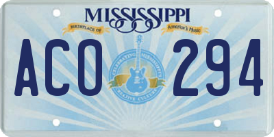MS license plate ACO294