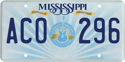 MS license plate ACO296