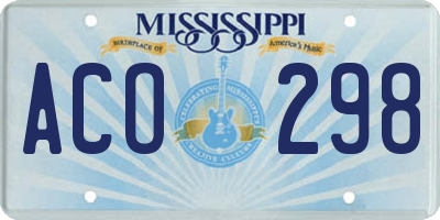 MS license plate ACO298