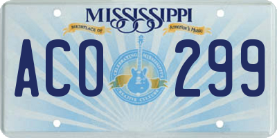 MS license plate ACO299