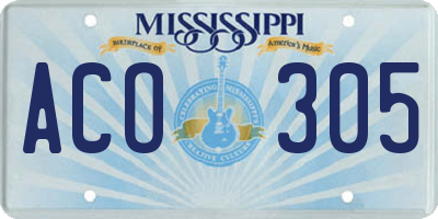 MS license plate ACO305