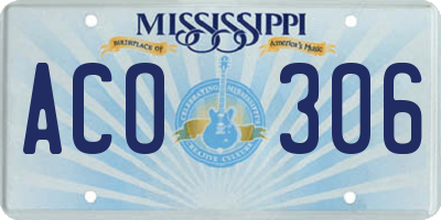 MS license plate ACO306