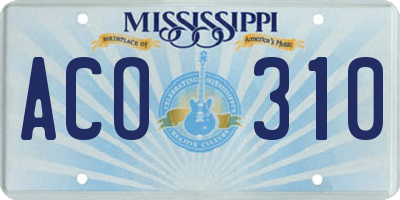 MS license plate ACO310