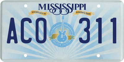 MS license plate ACO311