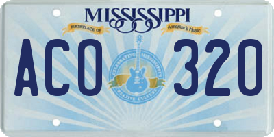 MS license plate ACO320