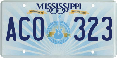 MS license plate ACO323