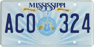 MS license plate ACO324