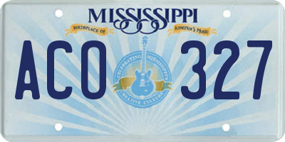 MS license plate ACO327