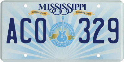 MS license plate ACO329