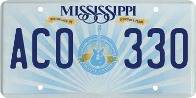 MS license plate ACO330