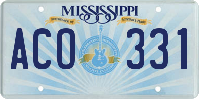 MS license plate ACO331