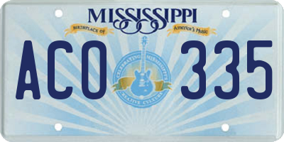 MS license plate ACO335