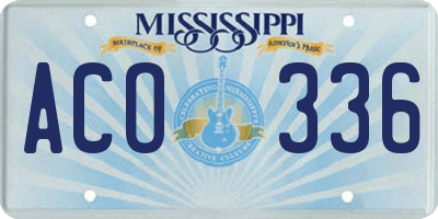 MS license plate ACO336