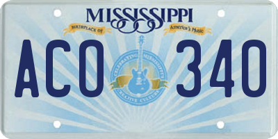 MS license plate ACO340