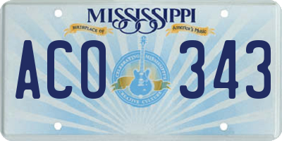 MS license plate ACO343