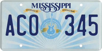 MS license plate ACO345
